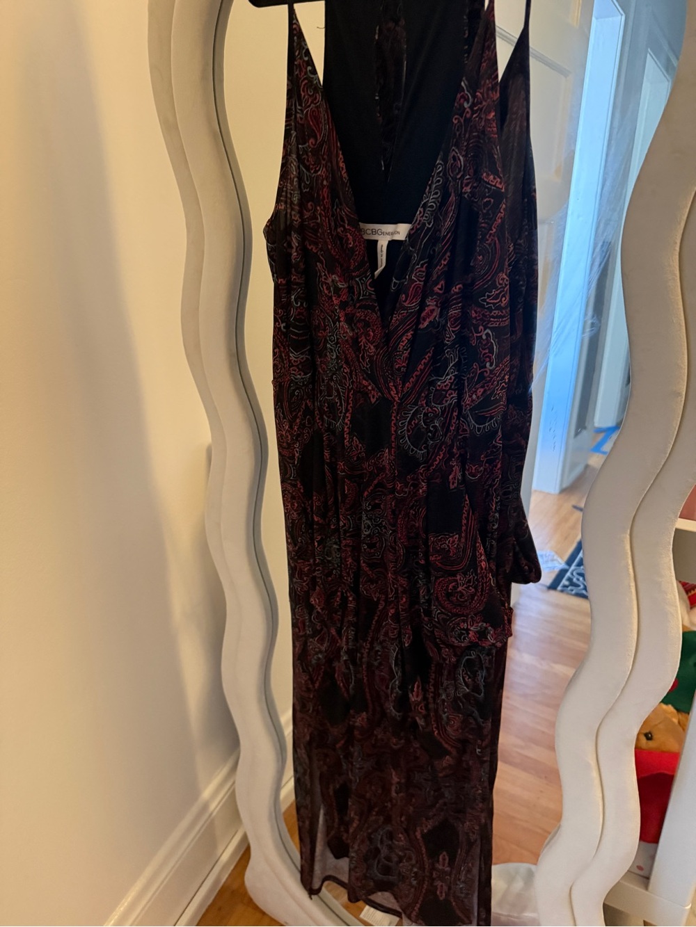 BCBGeneration Black & Burgundy Paisley Maxi Dress